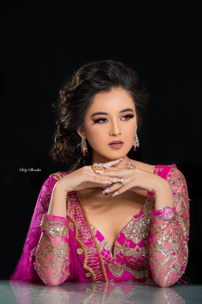 Nepali Model Magenta Royal Gemstone Suite