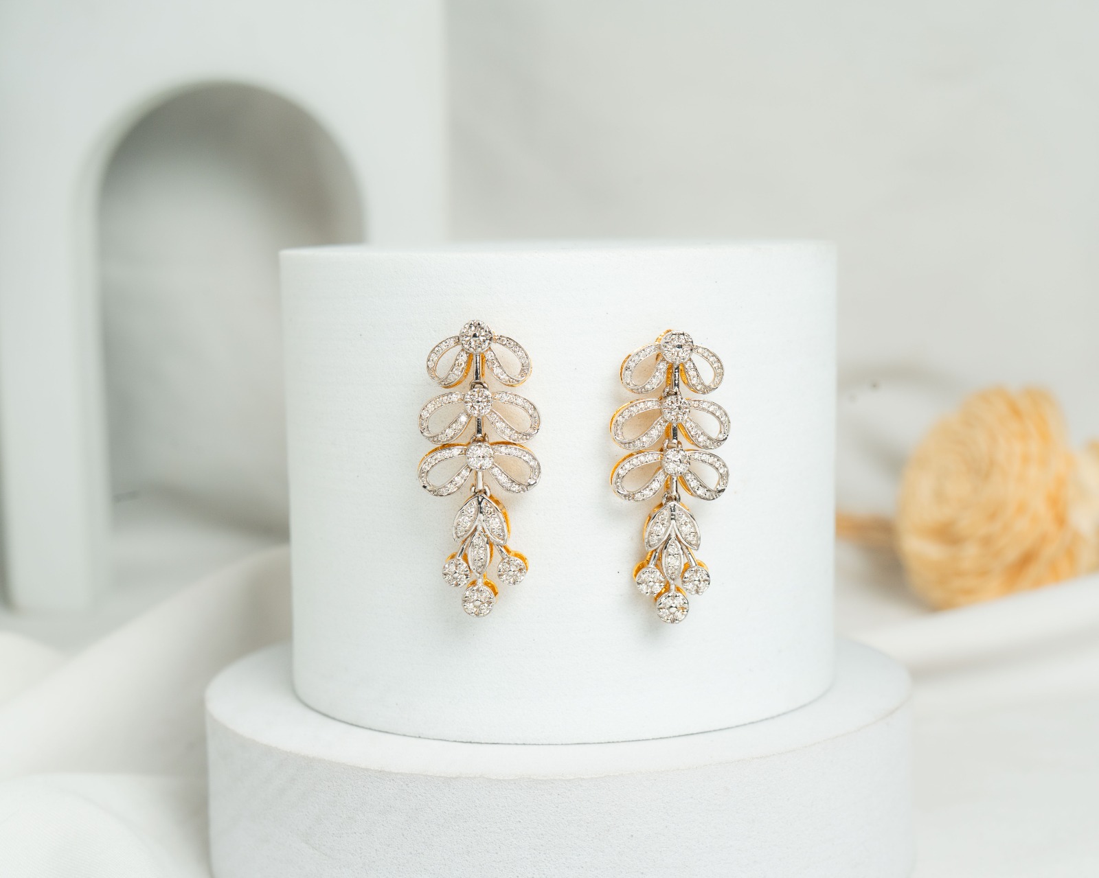The Aurelia Ribbon Diamond Drop Earrings
