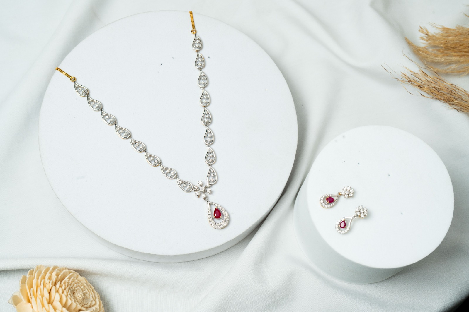 The Scarlet Bloom Ruby & Diamond Necklace Set