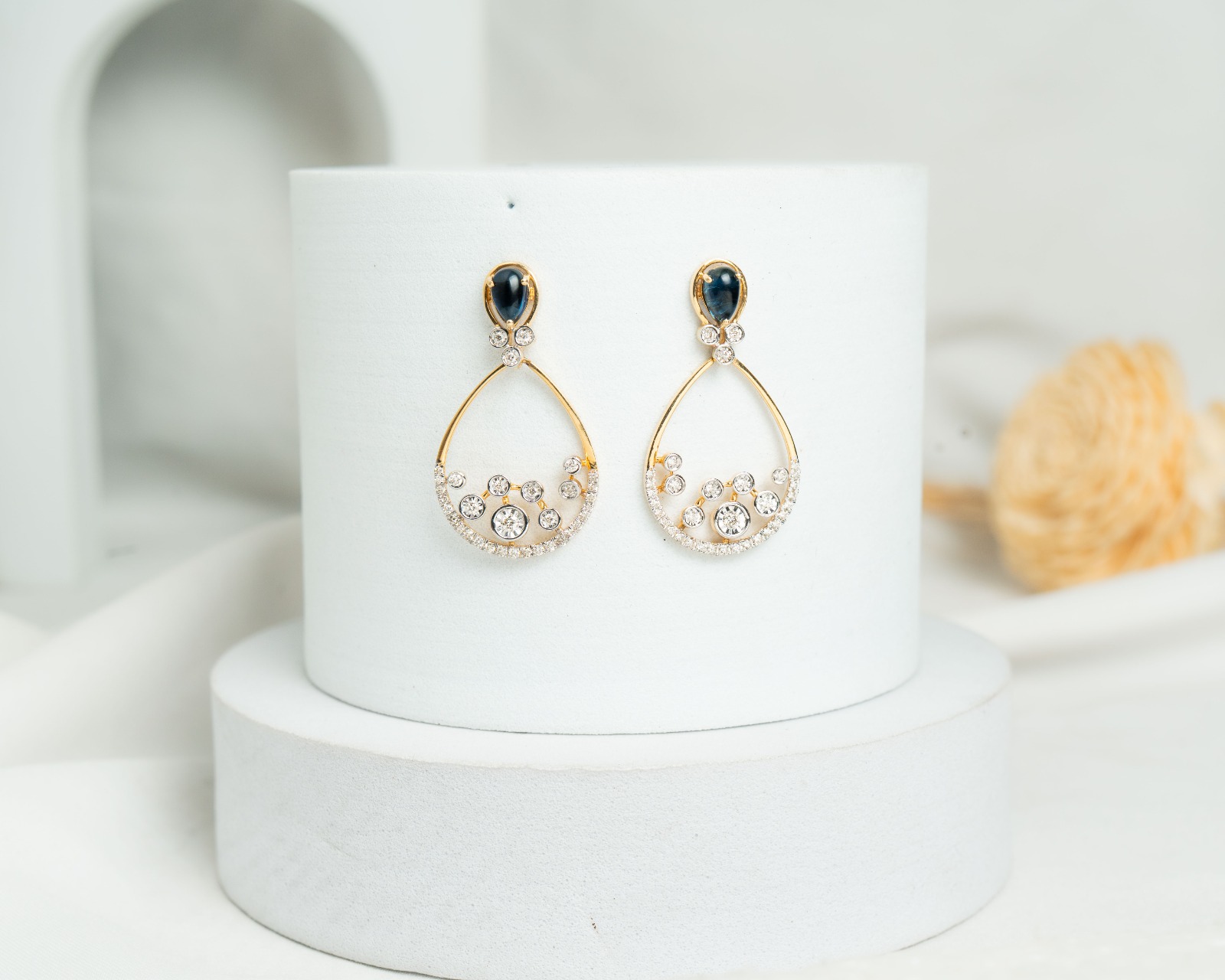 The Azure Teardrop Diamond Hoop Earrings