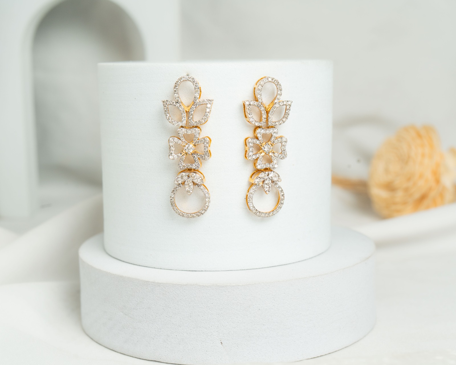 The Kiara Botanical Diamond Long Drop Earrings