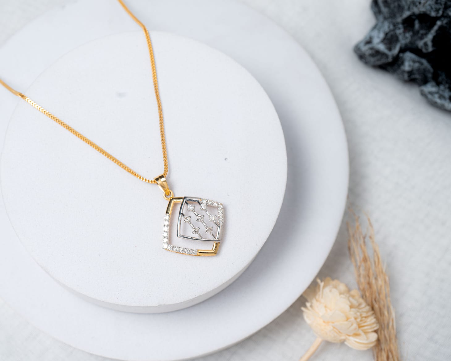 The Prism Lattice 14K Diamond Pendant