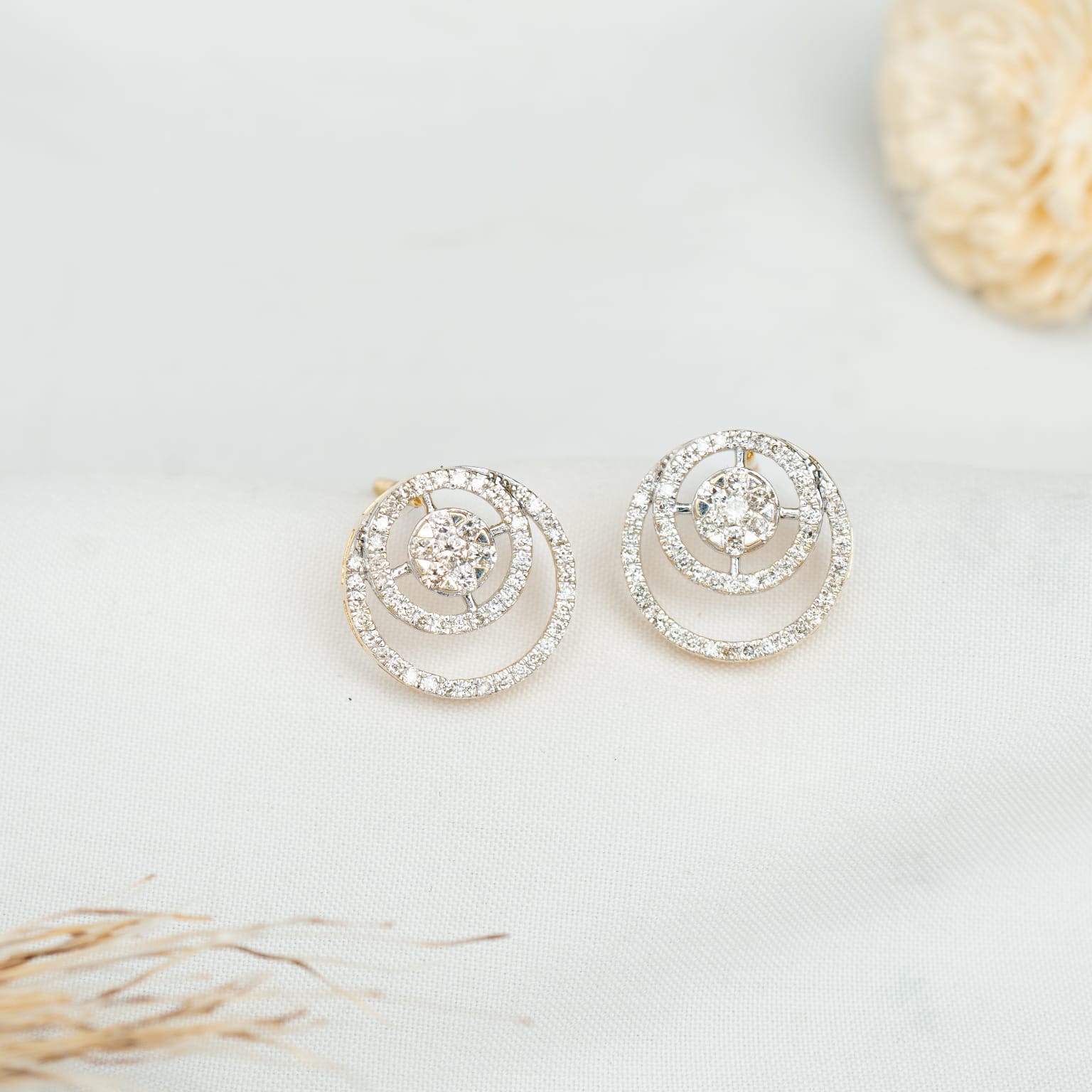 The Orbit Double Halo Diamond Stud Earrings
